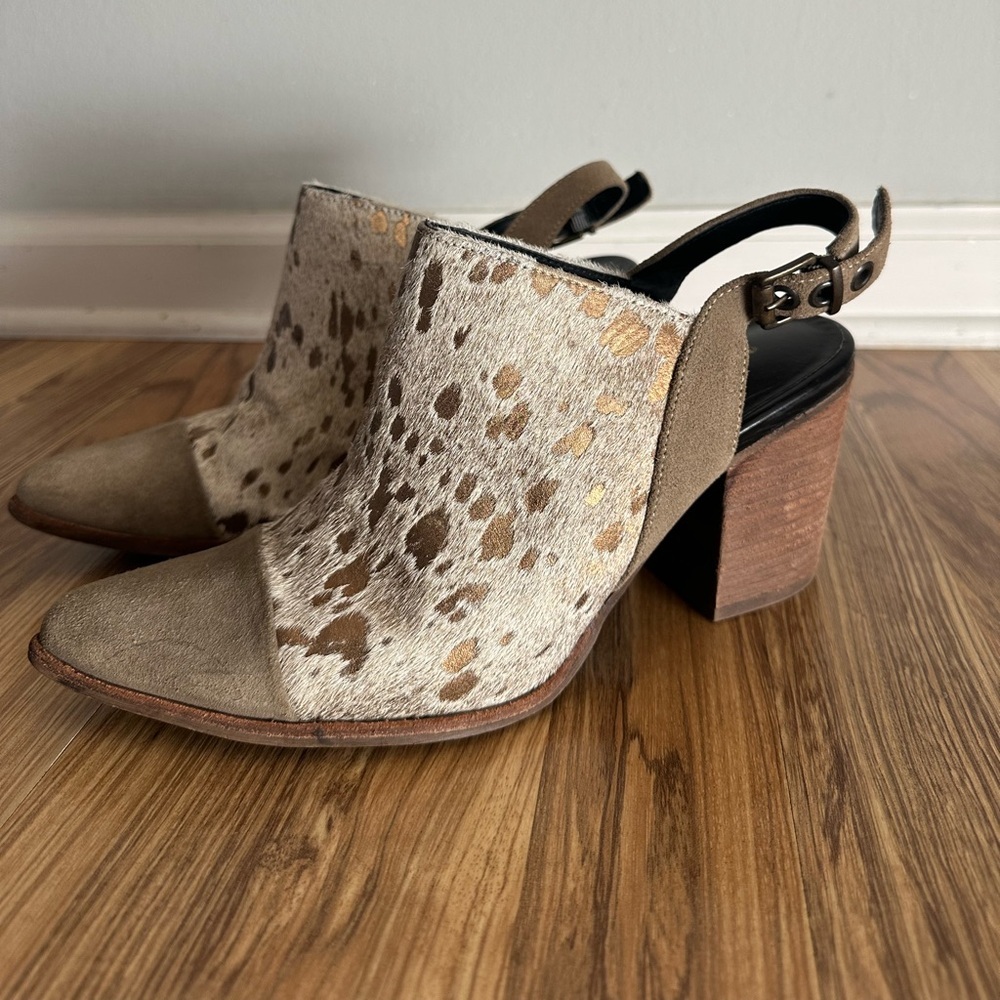 Chocolat Blu Anita Genuine Calf Hair Heeled Mules Size 40